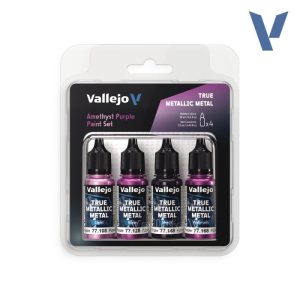 Набір акрилових фарб vallejo: true metallic metal sets: amethyst purple paint set