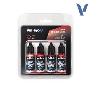 Набір акрилових фарб vallejo: true metallic metal sets: ruby red paint set
